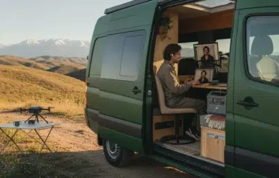 Van aménagé et télétravail nomade, guide pratique 2026 Van aménagé et télétravail nomade, guide pratique 2026 - van amenage teletravail nomade